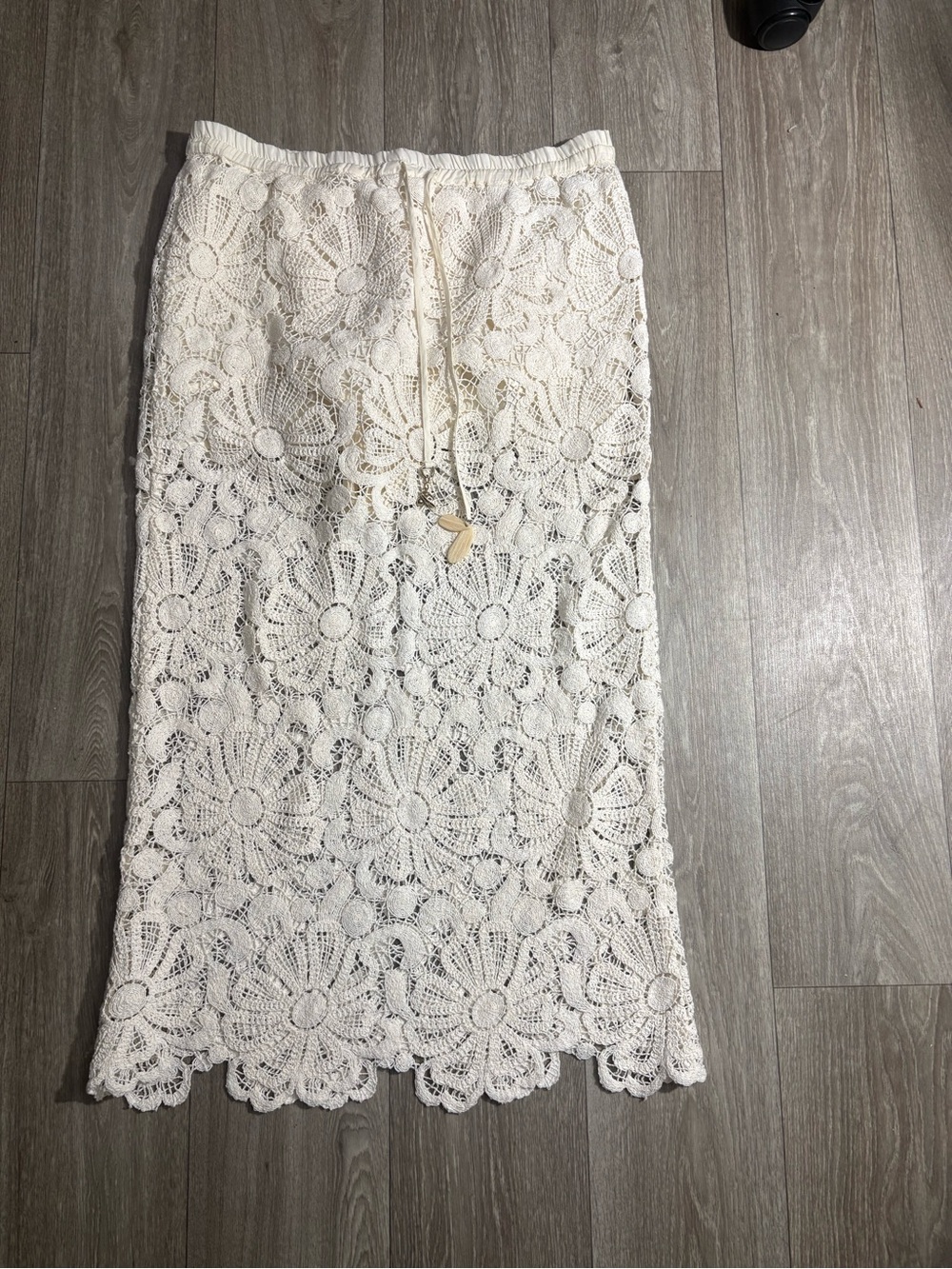 Zara Cream Crochet Lace Midi Skirt